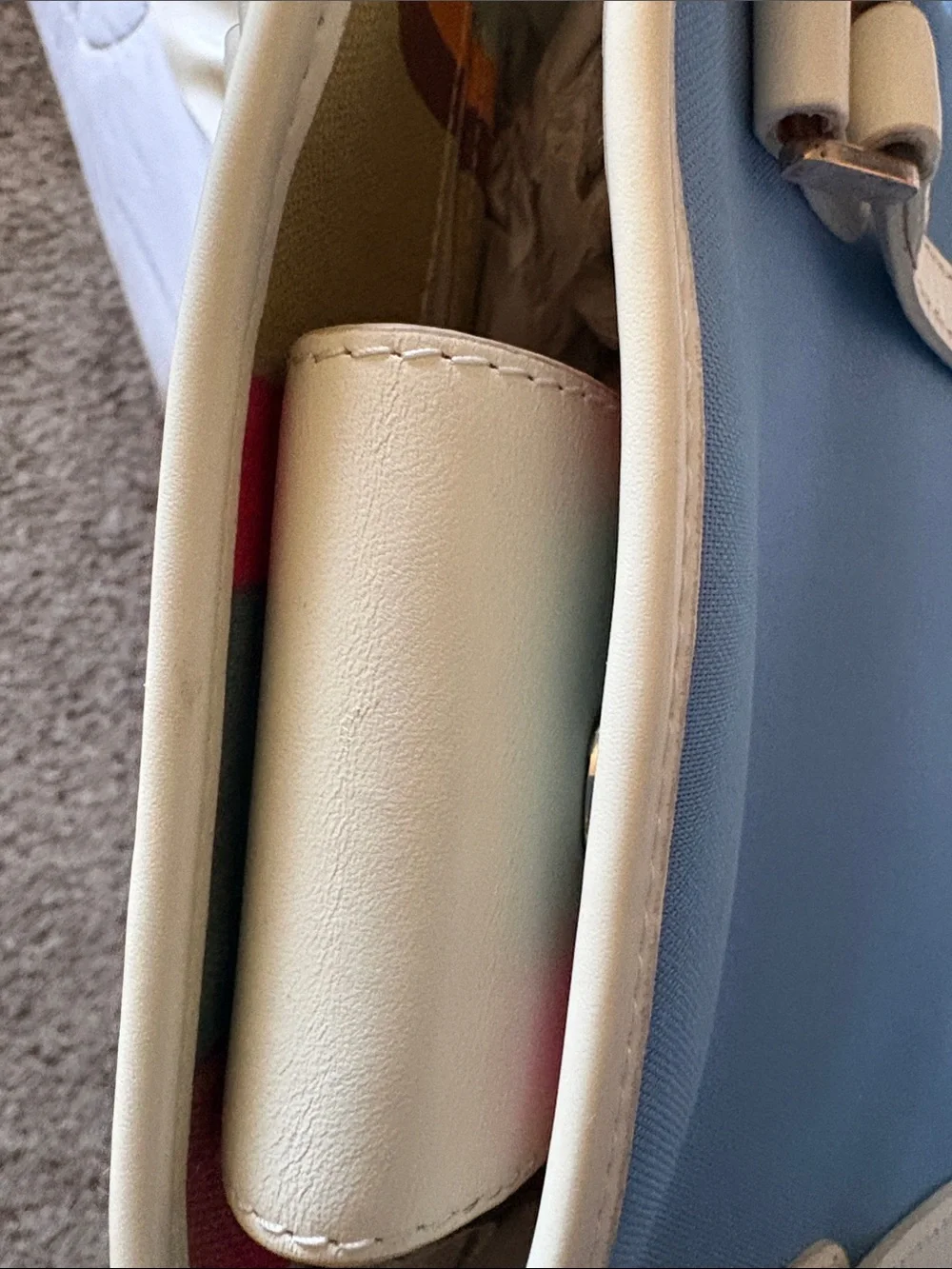 Fossil Blue and White Women’s Tote Bag - Classic Canvas and Leather by Fossil.